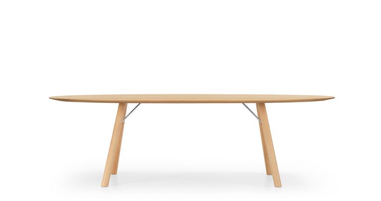 Akio Konferenztisch Massivholz in Eiche in der Seitenansicht