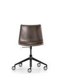 Schreibtischstuhl mit schwarzem Fünfsternfuss und brauner Leder Vollpolsterung