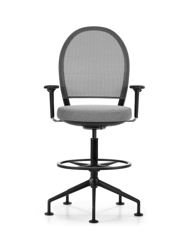Hochstuhl Marva Net Bürostuhl mit Fussring und schwarzem Fuss mit Gleitern