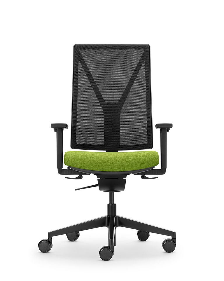 Schreibtischstuhl Yanos Flex Frontansicht mit schwarzem Aluminiumfuss 