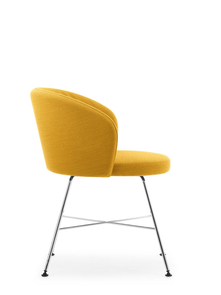 Biala Esszimmerstuhl mit Vierbeingestell Metall und gelbem Polster, Seitenansicht