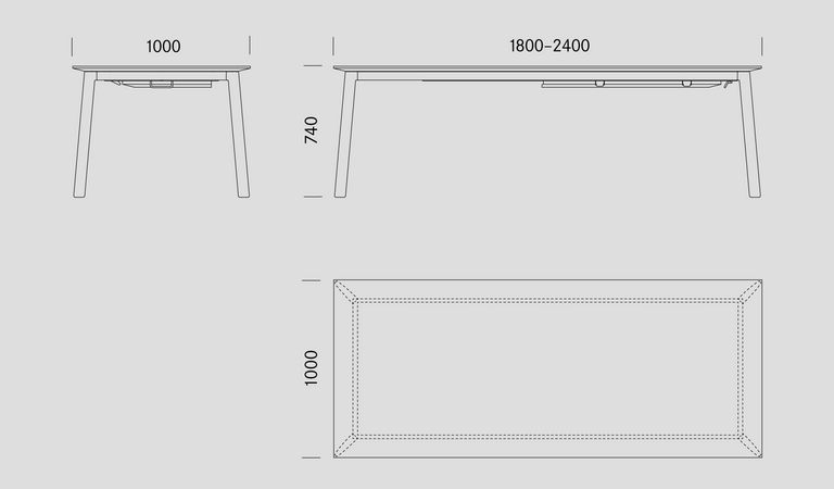 Massangaben des Auszugstisch Liola