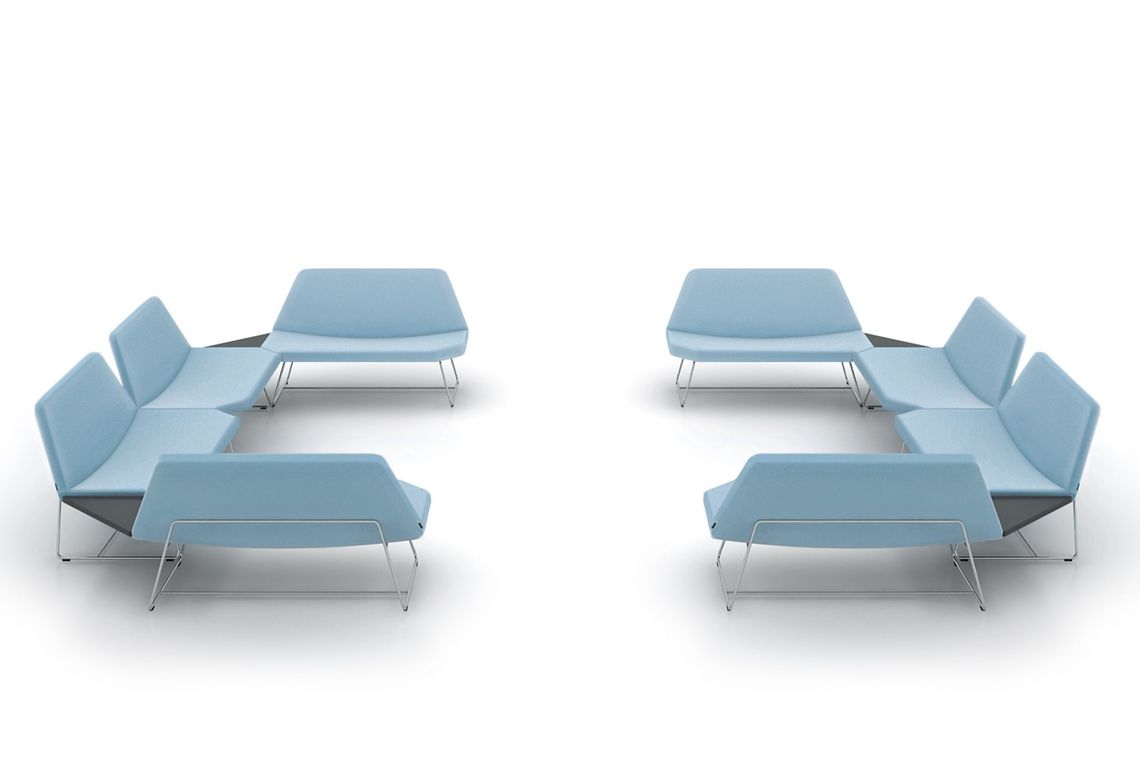 Loungemöbel Büro, hellblau gepolstert