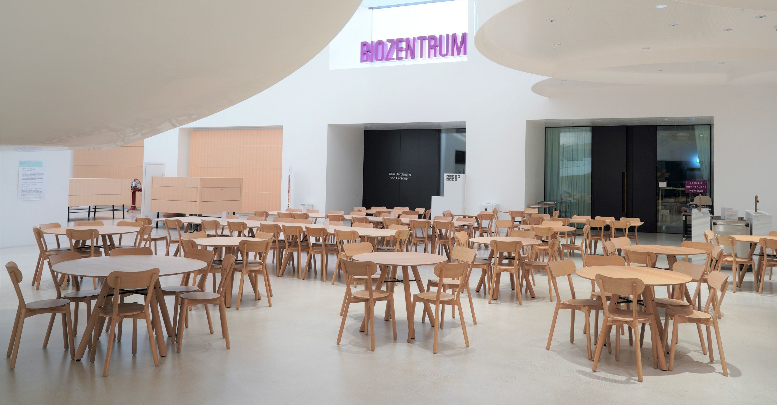The Biozentrum of the University of Basel: Table Akio in the cafeteria
