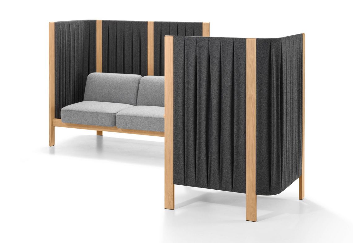 Loungemöbel mit Seitenpaneele grau gepolstert