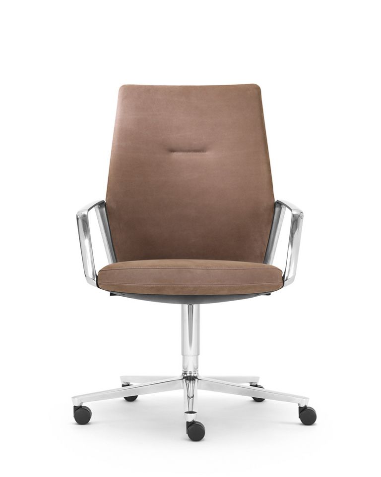 Bürostuhl Leder Eyla mit hellbraunem naturgegerbtem Verona Leder