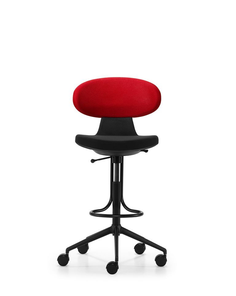 Hochstuhl Bürostuhl Simplex 3D mit Fussbügel, schwarzem Fuss und Rollen