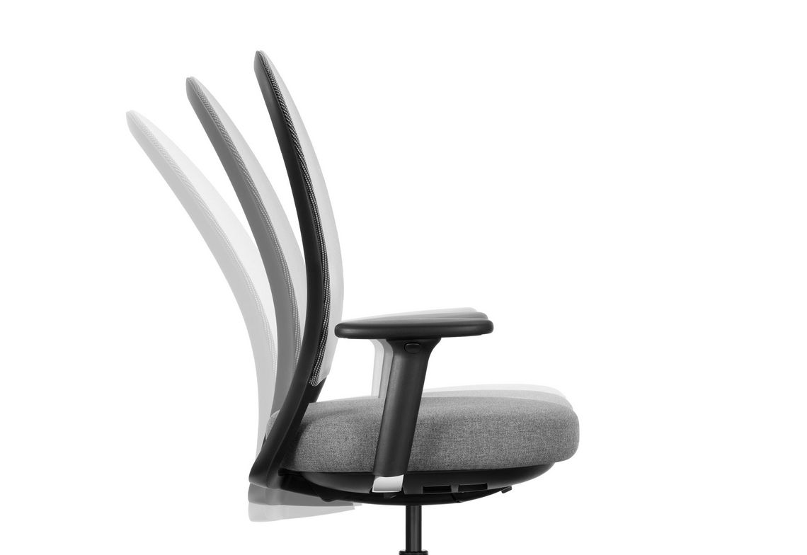 Neigungsgrade der Rückenlehne vom Schreibtischstuhl Marva Net, mit Feinjustierung als Option erhältlich