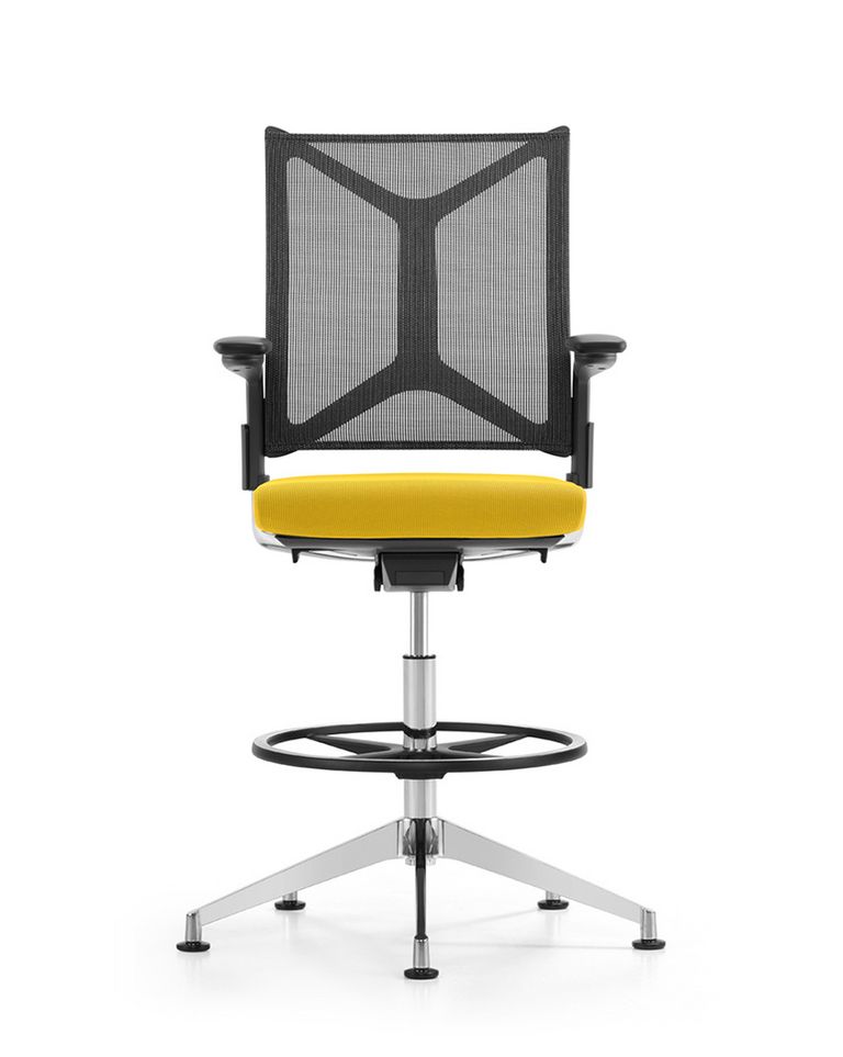 Hochstuhl Bürostuhl Camiro mit Netzrücken und Fussring