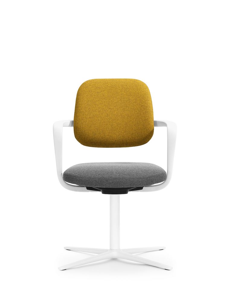 Konferenzstuhl Ategra, 4-Sternfuss in weiss flach mit Gleitern