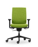 Schreibtischstuhl Kyra Flex mit schwarzem Fünfsternfuss und grünem Polster