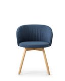 Esstischstuhl blau gepolstert mit Vierbeingestell Holz