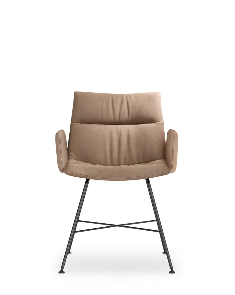 Polsterstuhl als Esstischstuhl mit schwarzem Vierbeingestell und Seitenwangen