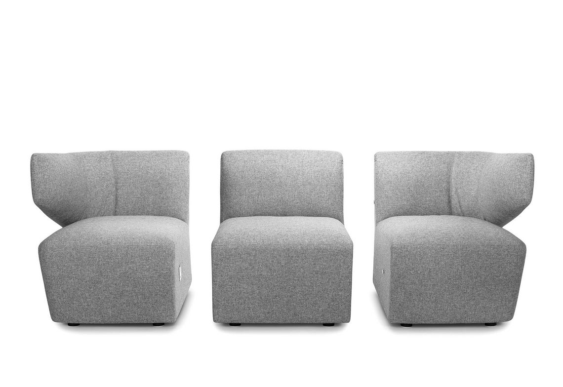 Eckmodule und Mittelmodul Loungesessel grau gepolstert