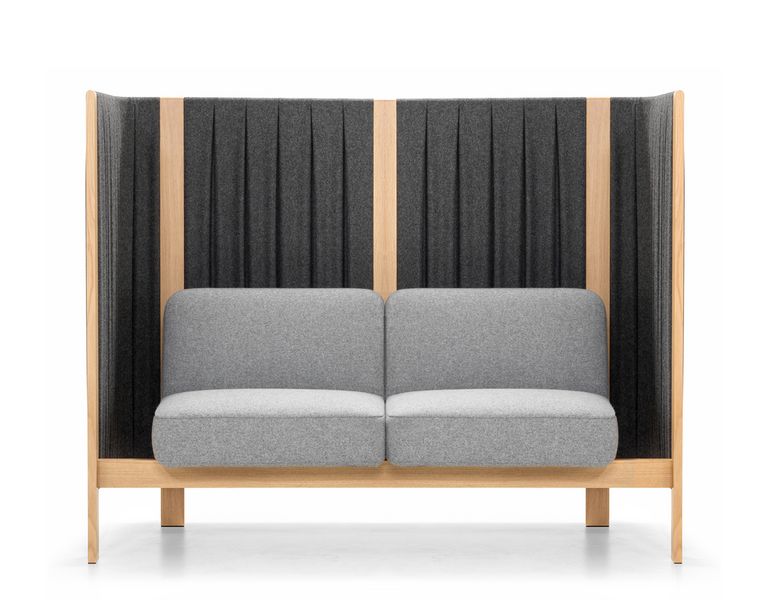 Zweisitzer Sitzgruppe Büro grau gepolstert mit Seitenpaneelen