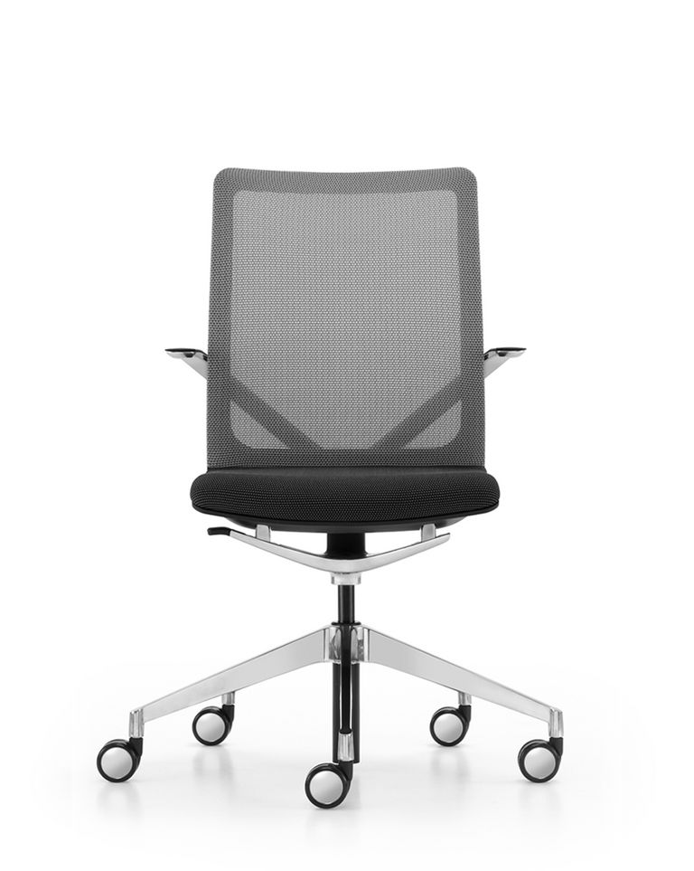 Schreibtischstuhl Linq, Frontansicht mit Aluminiumfuss