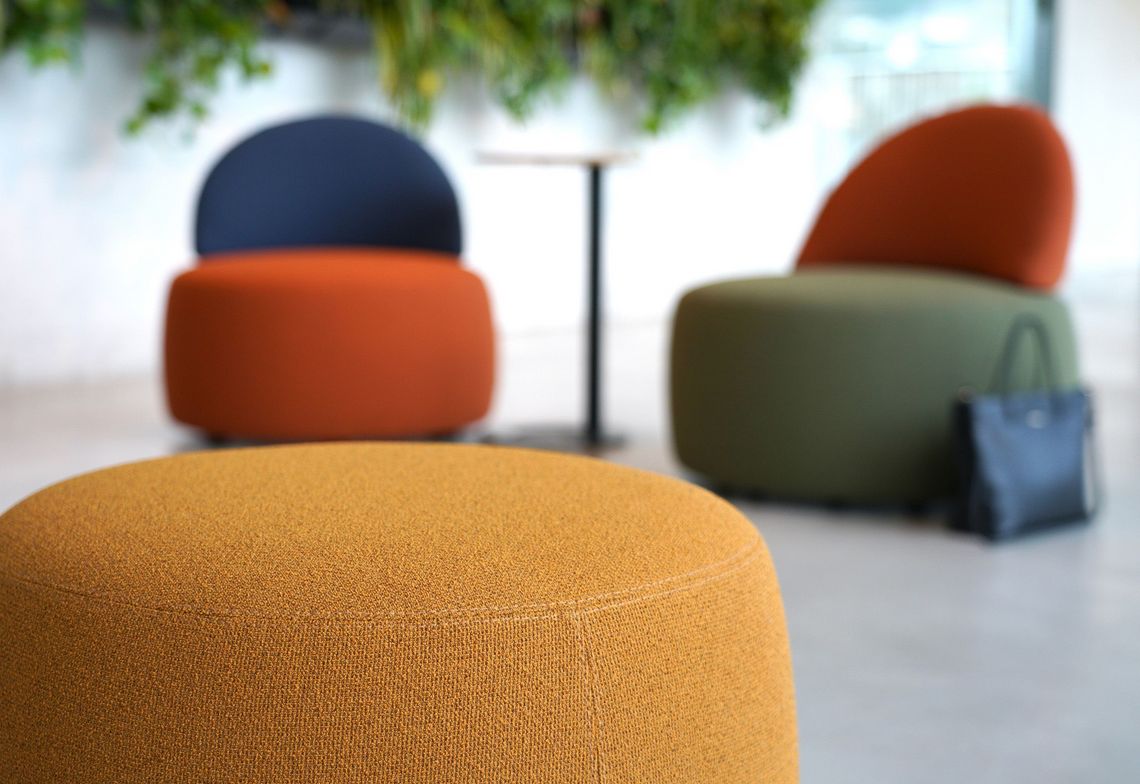 Poufs mit Stoff Grain, Nahaufnahme