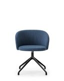 Konferenzstuhl blau gepolstert mit schwarzem Viersternfuss