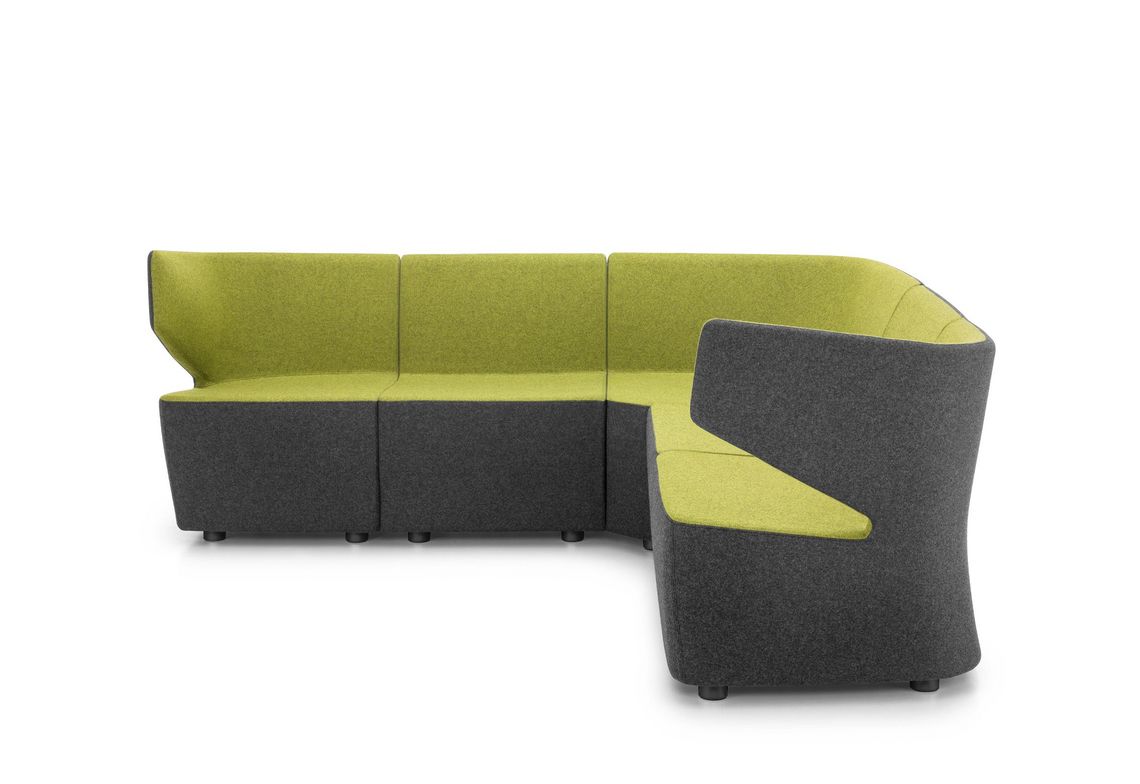 Loungemöbel modular aufgebaut, grün grau zweifarbig gepolstert