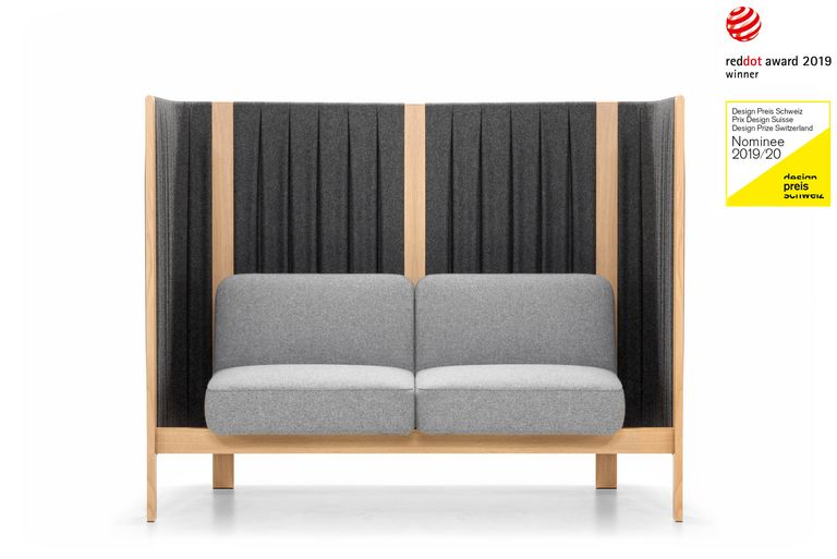 Velum Loungemöbel Zweisitzer grau gepolstert mit Seitenpaneelen