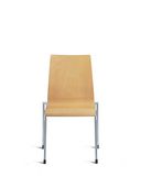 Vierbeinstuhl verchromt mit Holzschale aus Buche