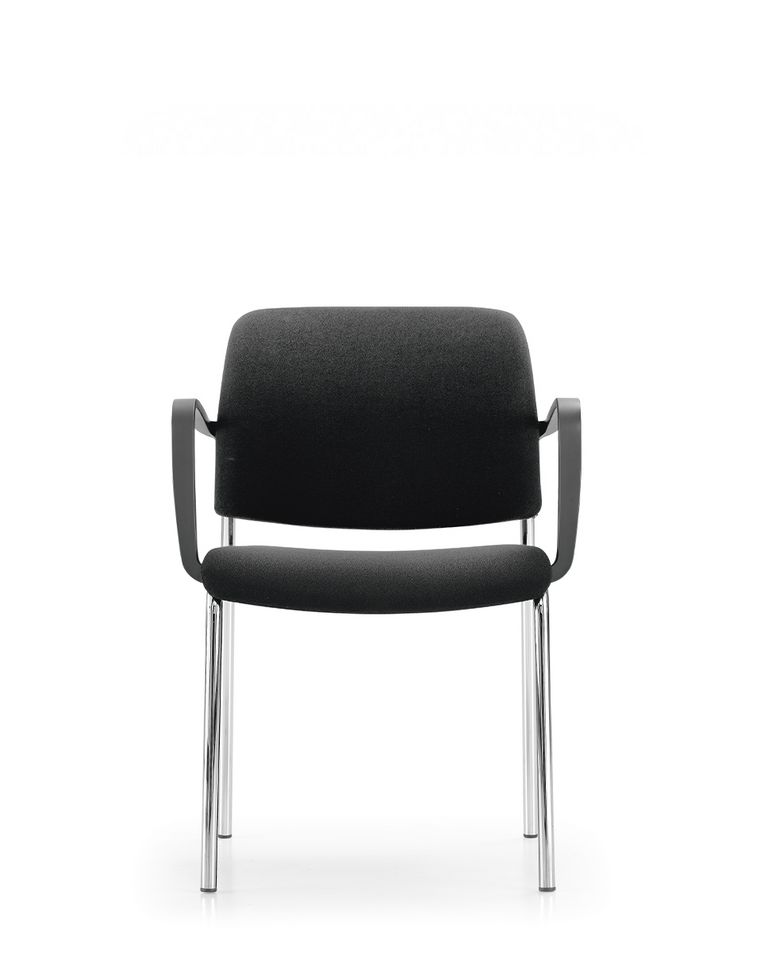 Polsterstuhl mit Vierbeingestell verchromt, Frontansicht 