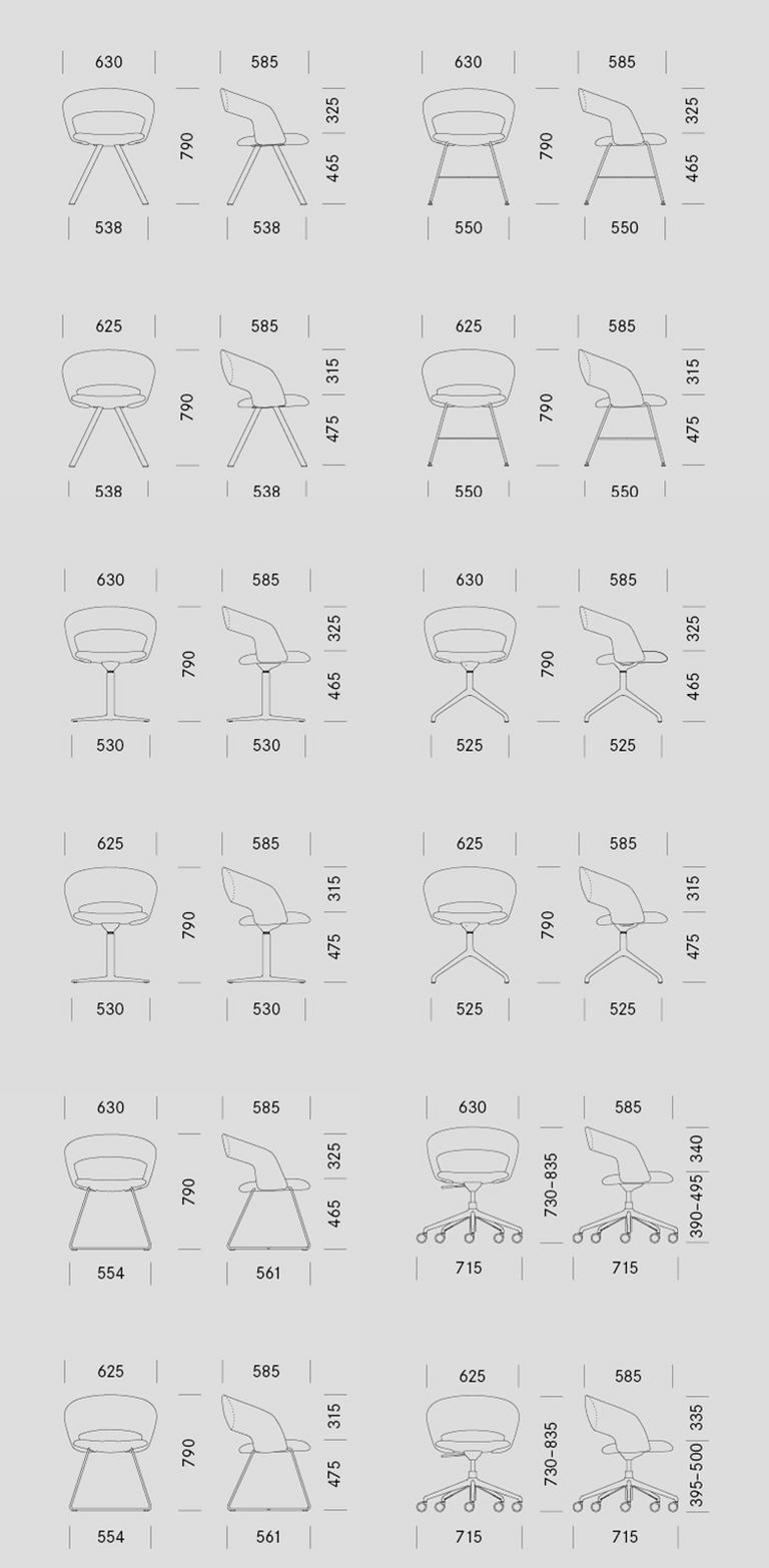 Dimensionen Stuhl Calina