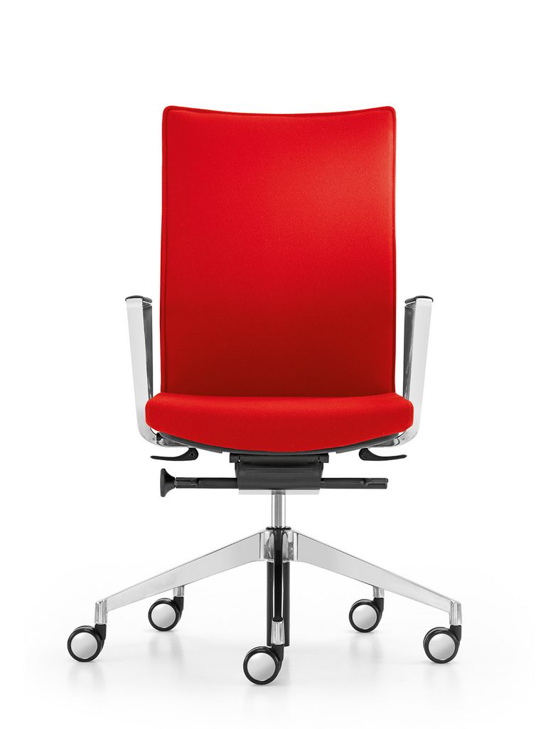 Schreibtischstuhl Diagon Frontansicht mit rotem Polster 