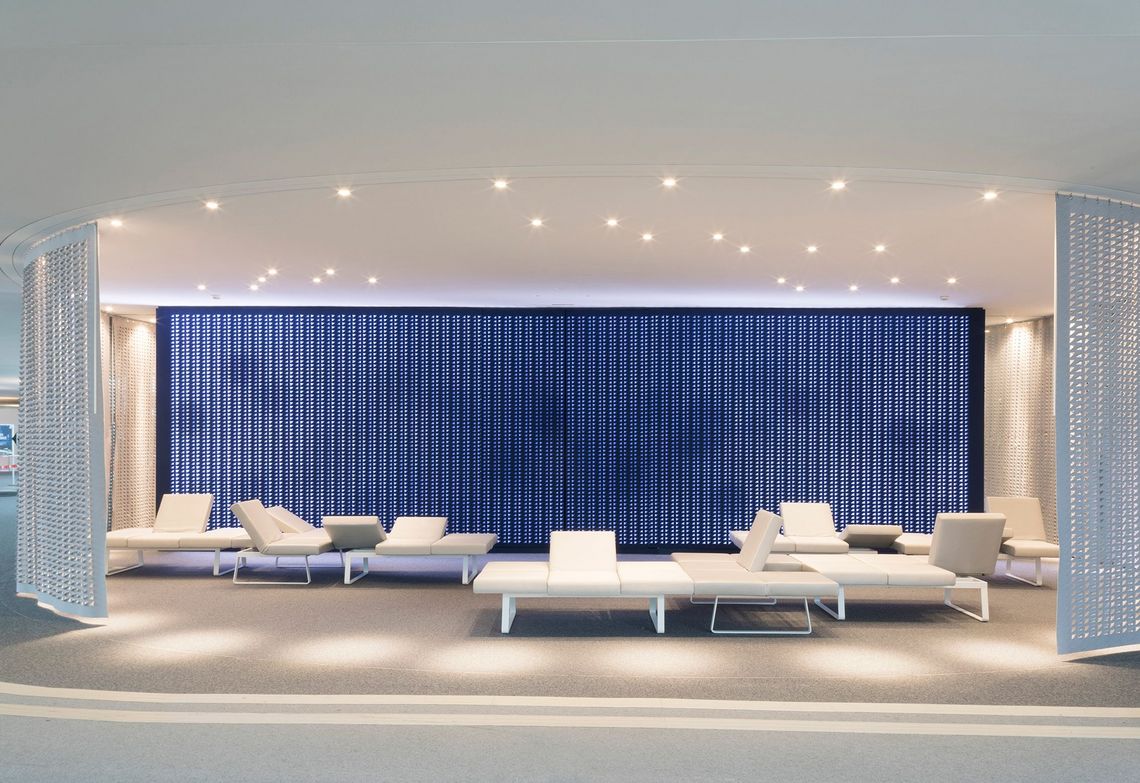 Filzwand als interaktives Panee für CoLab, Ècole polytechnique fédérale de Lausanne (EHL)