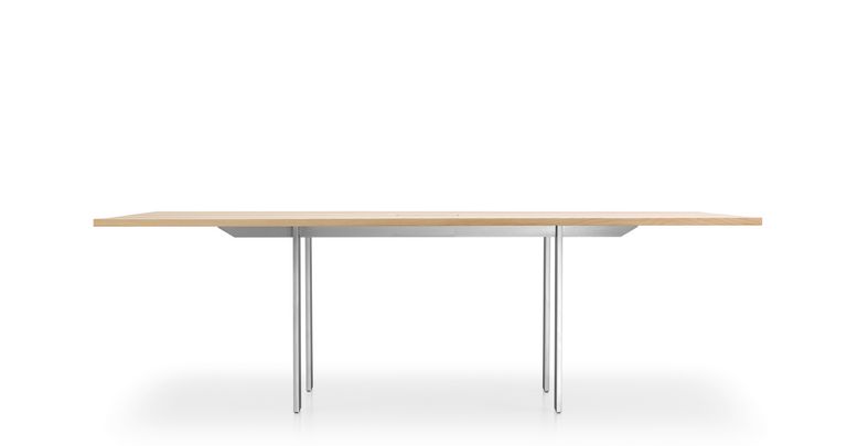 Besprechungstisch Massivholz mit verchromtem Gestell