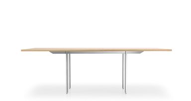 Besprechungstisch Massivholz mit verchromtem Gestell