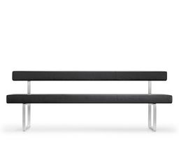 Küchenbank gepolstert schwarz mit Rückenlehne und Flachstahlgestelll