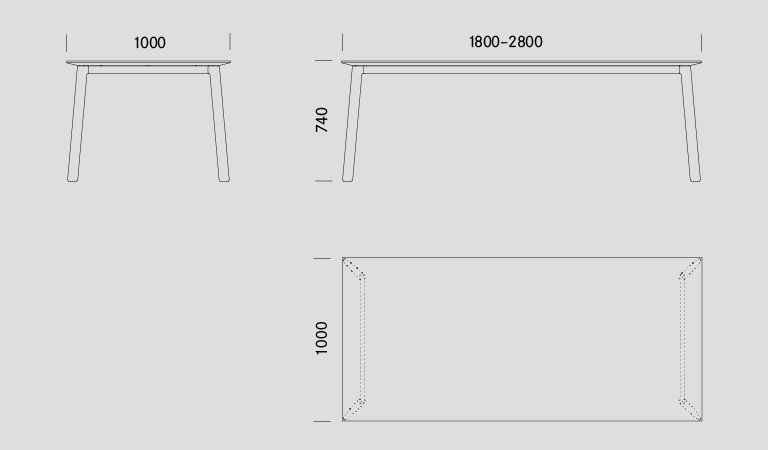 Dimensionen von Tisch Liola