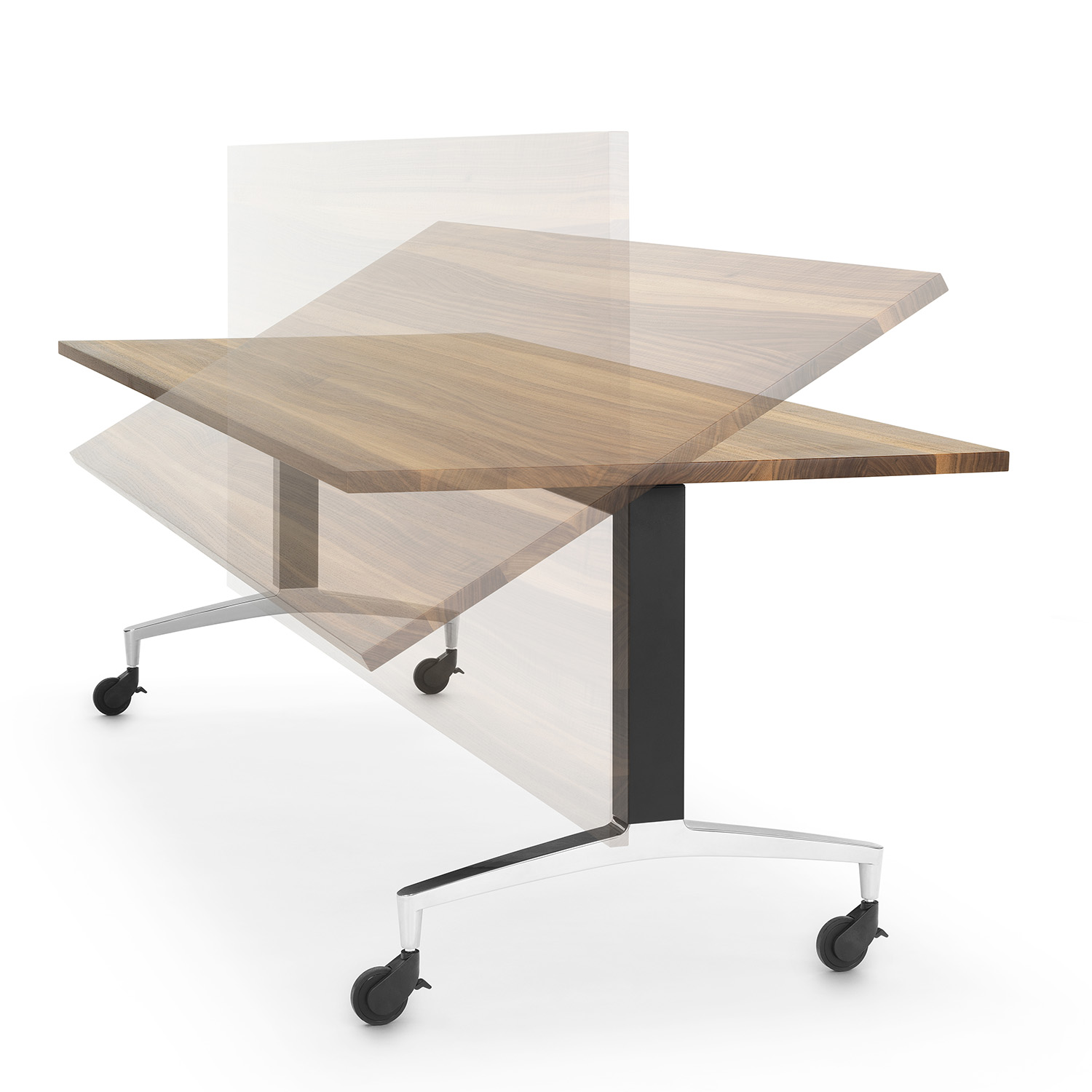 Folding table top in motion