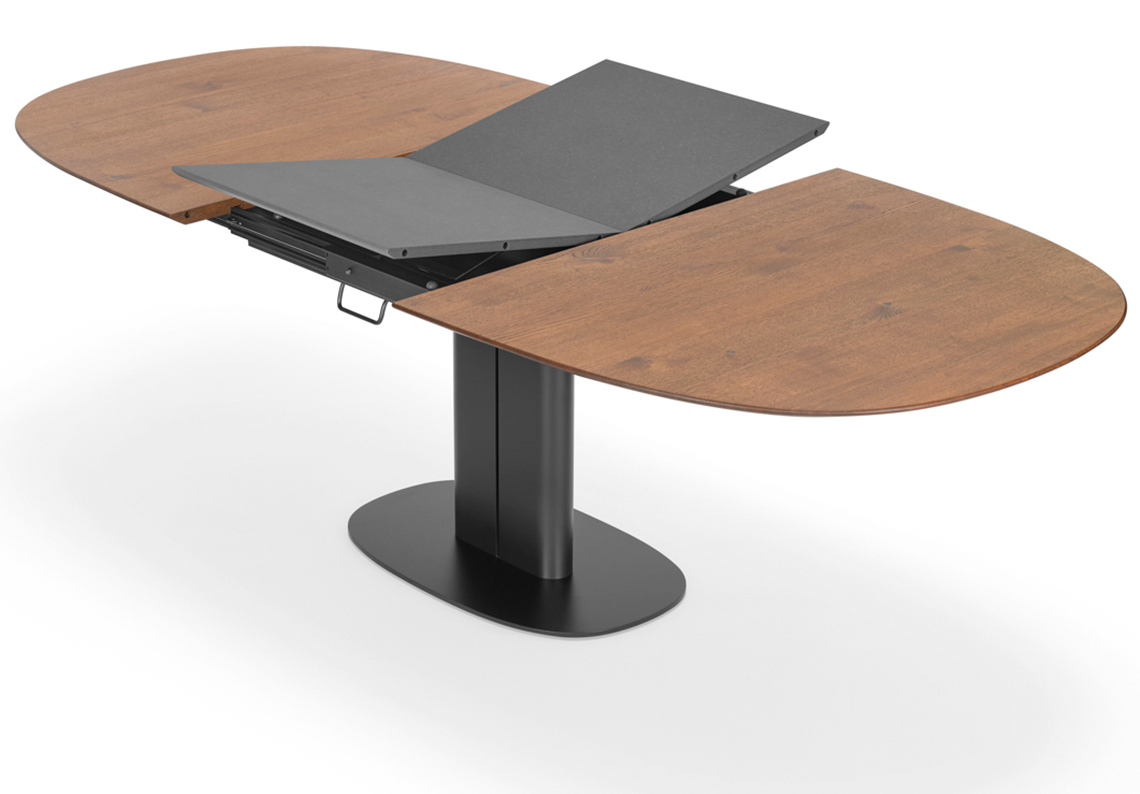 Die synchron geführten Auszugstechnik verlängert den Tisch um 60 cm